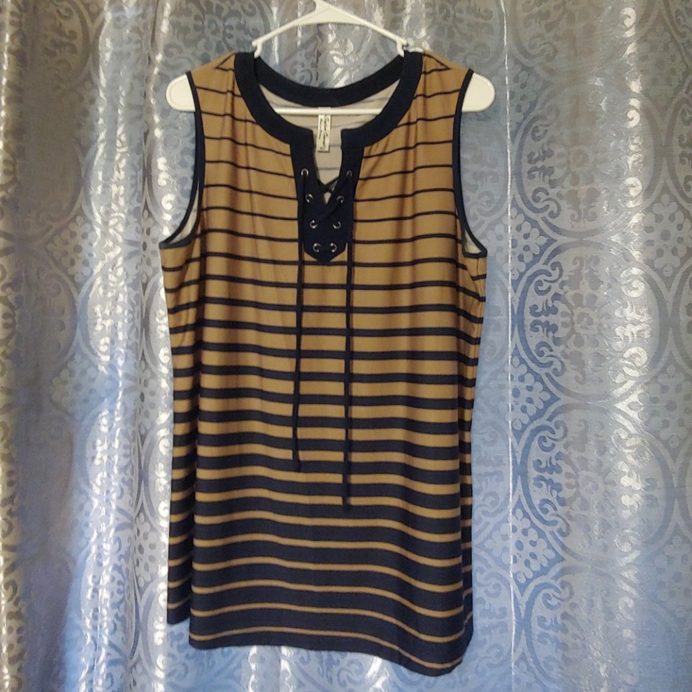 Blue and Tan Striped Tank